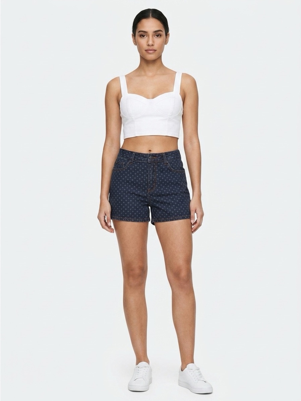 Lee Dark Blue Polka Dot Denim Shorts